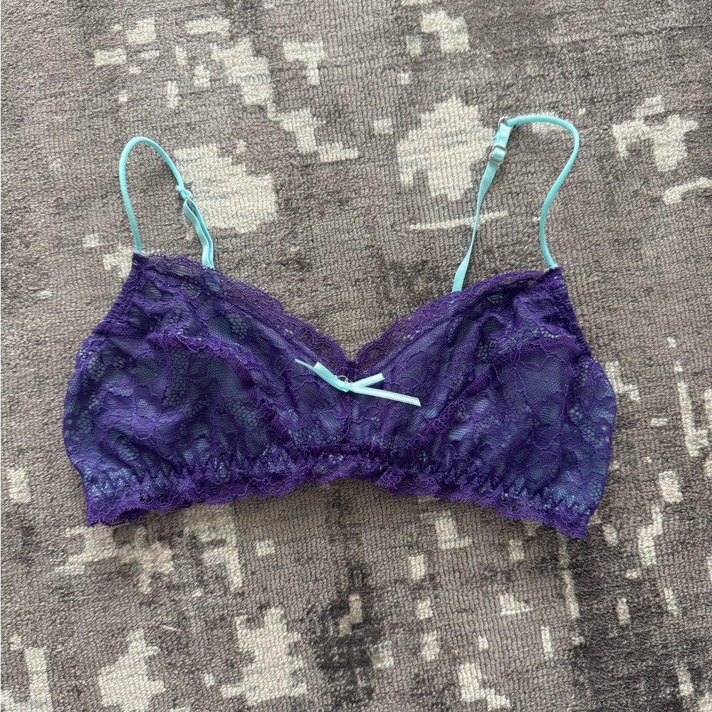 NWOT Honeydew intimates M Purple blue bralette adjustable straps lace